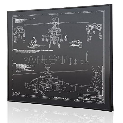  Engraved Blueprint Art LLC Apache AH-64D Blueprint Artwork-Laser Marked & Personalized-The Perfect Pilot Gifts