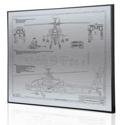  Engraved Blueprint Art LLC Apache AH-64D Blueprint Artwork-Laser Marked & Personalized-The Perfect Pilot Gifts