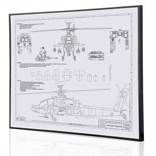  Engraved Blueprint Art LLC Apache AH-64D Blueprint Artwork-Laser Marked & Personalized-The Perfect Pilot Gifts