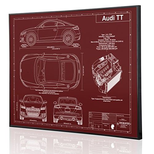  Engraved Blueprint Art LLC Audi TT Blueprint Artwork-Laser Marked & Personalized-The Perfect Audi Gifts