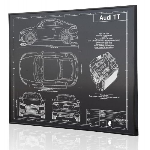  Engraved Blueprint Art LLC Audi TT Blueprint Artwork-Laser Marked & Personalized-The Perfect Audi Gifts