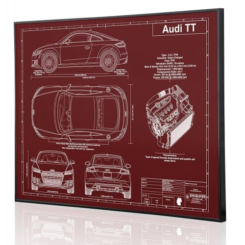  Engraved Blueprint Art LLC Audi TT Blueprint Artwork-Laser Marked & Personalized-The Perfect Audi Gifts