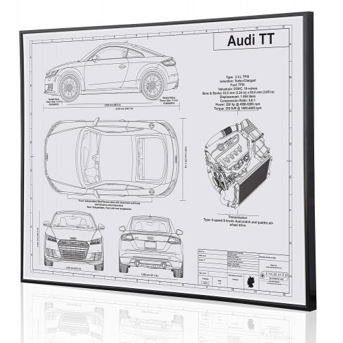  Engraved Blueprint Art LLC Audi TT Blueprint Artwork-Laser Marked & Personalized-The Perfect Audi Gifts