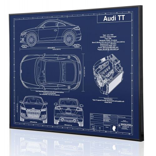  Engraved Blueprint Art LLC Audi TT Blueprint Artwork-Laser Marked & Personalized-The Perfect Audi Gifts