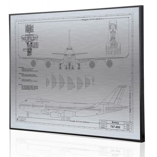  Engraved Blueprint Art LLC Boeing 747-400 Blueprint Artwork-Laser Marked & Personalized-The Perfect Pilot Gifts