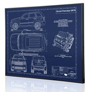 Engraved Blueprint Art LLC Jeep Grand Cherokee SRT8 Blueprint Artwork-Laser Marked & Personalized-The Perfect Jeep Gifts