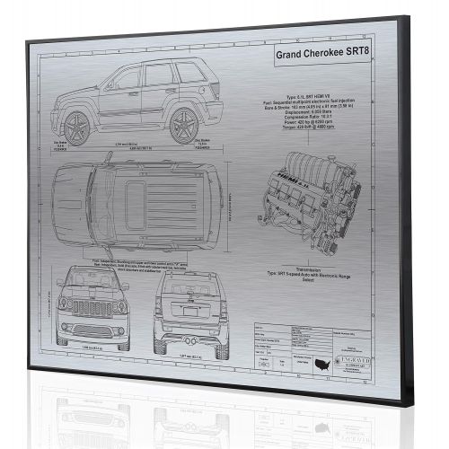  Engraved Blueprint Art LLC Jeep Grand Cherokee SRT8 Blueprint Artwork-Laser Marked & Personalized-The Perfect Jeep Gifts