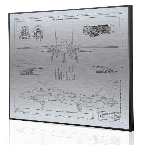  Engraved Blueprint Art LLC Grumman F-14 Tomcat Blueprint Artwork-Laser Marked & Personalized-The Perfect Navy Gifts