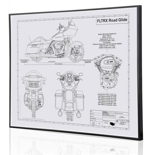  Engraved Blueprint Art LLC Harley Davidson FLTRX Blueprint Artwork-Laser Marked & Personalized-The Perfect Harley Davidson Gifts