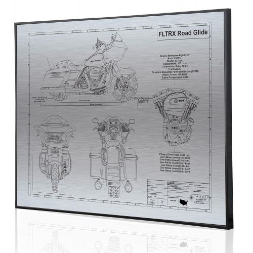  Engraved Blueprint Art LLC Harley Davidson FLTRX Blueprint Artwork-Laser Marked & Personalized-The Perfect Harley Davidson Gifts