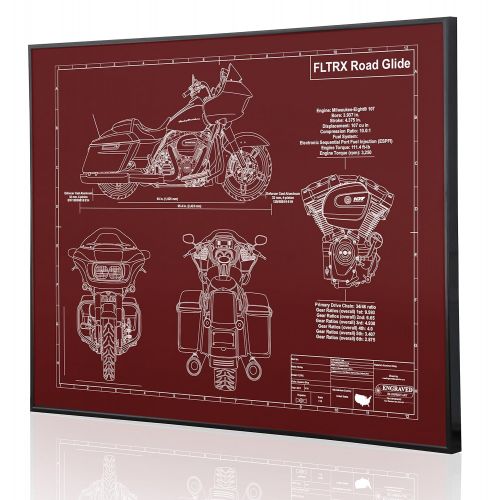  Engraved Blueprint Art LLC Harley Davidson FLTRX Blueprint Artwork-Laser Marked & Personalized-The Perfect Harley Davidson Gifts