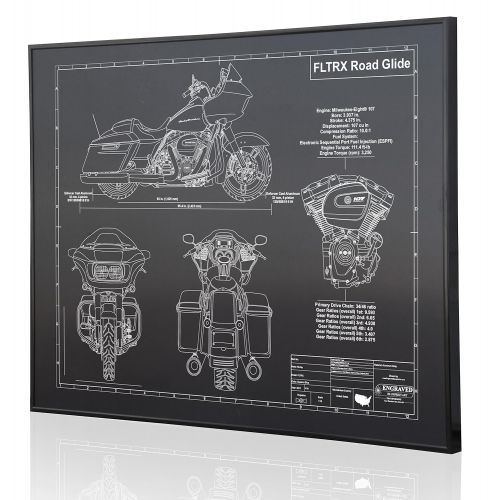  Engraved Blueprint Art LLC Harley Davidson FLTRX Blueprint Artwork-Laser Marked & Personalized-The Perfect Harley Davidson Gifts