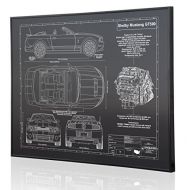 Engraved Blueprint Art LLC Shelby Mustang GT500 Convertible (2014) Blueprint Artwork-Laser Marked & Personalized-The Perfect Ford Gifts