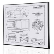 Engraved Blueprint Art LLC Ford Mustang 429 Boss Blueprint Artwork-Laser Marked & Personalized-The Perfect Ford Gifts