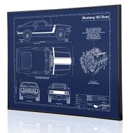 Engraved Blueprint Art LLC Ford Mustang 302 Boss 1970 Blueprint Artwork-Laser Marked & Personalized-The Perfect Ford Gifts