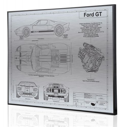  Engraved Blueprint Art LLC Ford GT Blueprint Artwork-Laser Marked & Personalized-The Perfect Ford Gifts