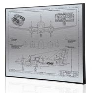 Engraved Blueprint Art LLC Piper PA-23-250 Aztec E Blueprint Artwork-Laser Marked & Personalized-The Perfect Piper Gifts