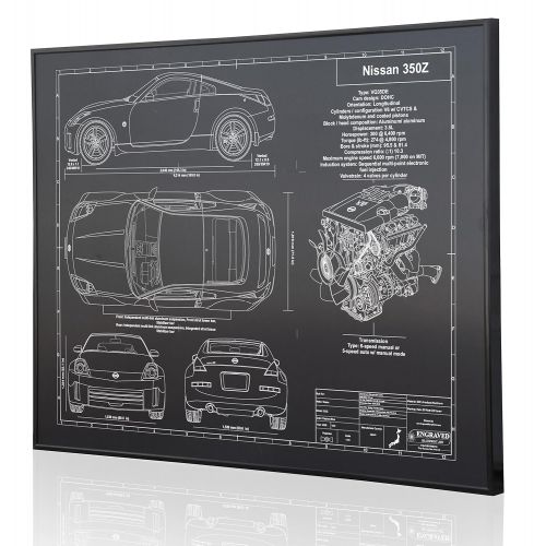  Engraved Blueprint Art LLC Nissan 350Z Blueprint Artwork-Laser Marked & Personalized-The Perfect Nissan Gifts