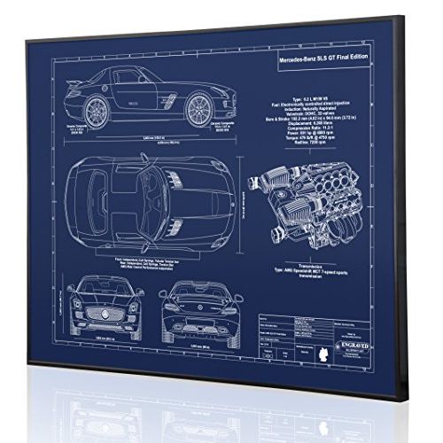  Engraved Blueprint Art LLC Mercedes-Benz SLS GT Final Edition Blueprint Artwork-Laser Marked & Personalized-The Perfect Mercedes-Benz Gifts