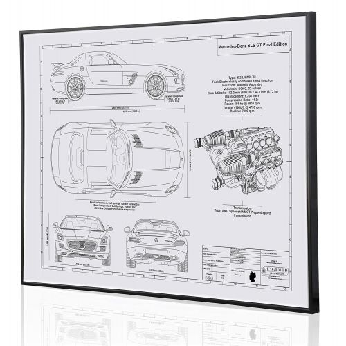  Engraved Blueprint Art LLC Mercedes-Benz SLS GT Final Edition Blueprint Artwork-Laser Marked & Personalized-The Perfect Mercedes-Benz Gifts