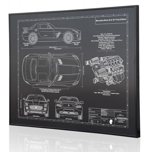  Engraved Blueprint Art LLC Mercedes-Benz SLS GT Final Edition Blueprint Artwork-Laser Marked & Personalized-The Perfect Mercedes-Benz Gifts