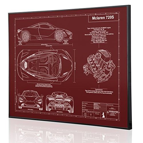  Engraved Blueprint Art LLC McLaren 720S Blueprint Artwork-Laser Marked & Personalized-The Perfect McLaren Gifts