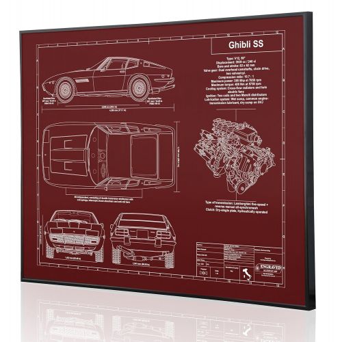  Engraved Blueprint Art LLC Maserati Ghibli SS Blueprint Artwork-Laser Marked & Personalized-The Perfect Maserati Gifts