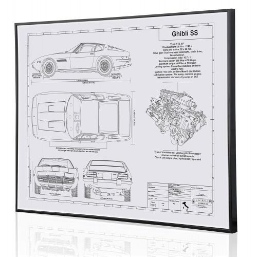  Engraved Blueprint Art LLC Maserati Ghibli SS Blueprint Artwork-Laser Marked & Personalized-The Perfect Maserati Gifts