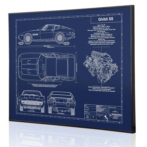  Engraved Blueprint Art LLC Maserati Ghibli SS Blueprint Artwork-Laser Marked & Personalized-The Perfect Maserati Gifts