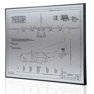 Engraved Blueprint Art LLC Lockheed EC-130H Blueprint Artwork-Laser Marked & Personalized-The Perfect Pilot Gifts