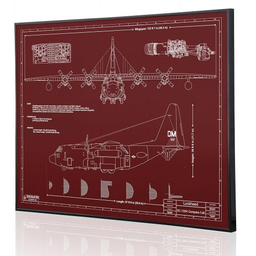  Engraved Blueprint Art LLC Lockheed EC-130H Blueprint Artwork-Laser Marked & Personalized-The Perfect Pilot Gifts