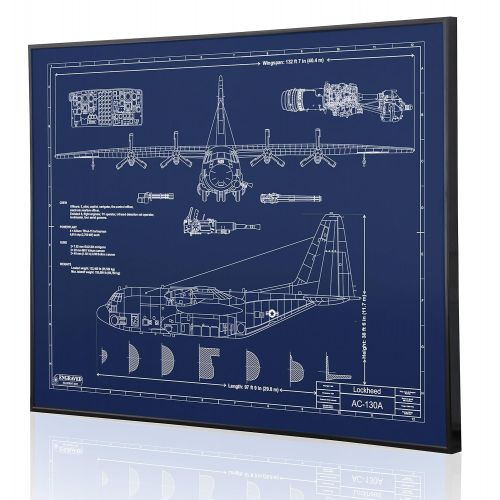  Engraved Blueprint Art LLC Lockheed AC-130A Blueprint Artwork-Laser Marked & Personalized-The Perfect Pilot Gifts