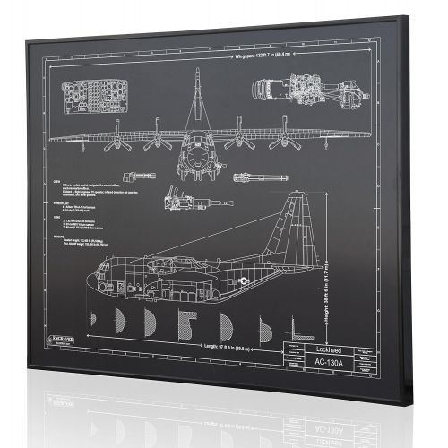  Engraved Blueprint Art LLC Lockheed AC-130A Blueprint Artwork-Laser Marked & Personalized-The Perfect Pilot Gifts