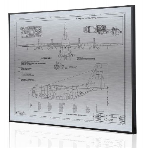  Engraved Blueprint Art LLC Lockheed AC-130A Blueprint Artwork-Laser Marked & Personalized-The Perfect Pilot Gifts