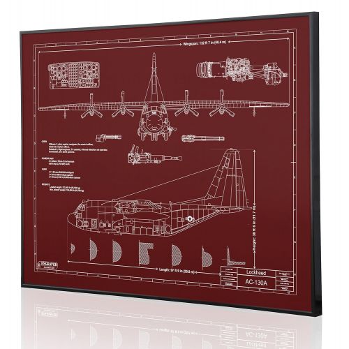  Engraved Blueprint Art LLC Lockheed AC-130A Blueprint Artwork-Laser Marked & Personalized-The Perfect Pilot Gifts