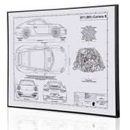 Engraved Blueprint Art LLC Porsche 991 911 Carrera S Blueprint Artwork-Laser Marked & Personalized-The Perfect Porsche Gifts