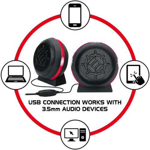  Enhance USB LED Gaming Speakers (Red)