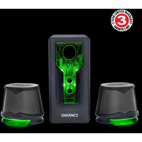  Enhance SB 2.1 Computer Speakers with Subwoofer (Green LED)