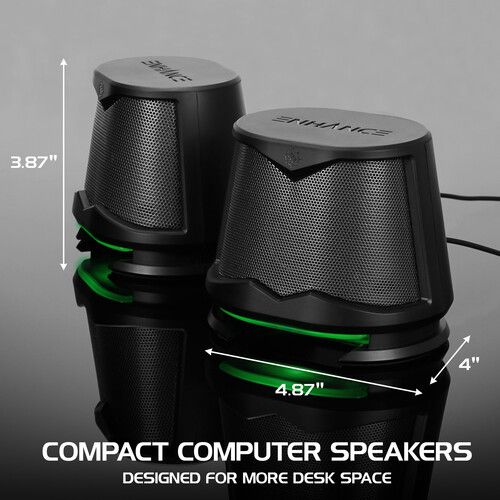  Enhance SB2 2.0 High Excursion Computer Speakers with LED Lights (Green)