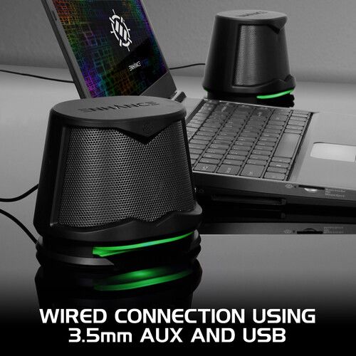  Enhance SB2 2.0 High Excursion Computer Speakers with LED Lights (Green)