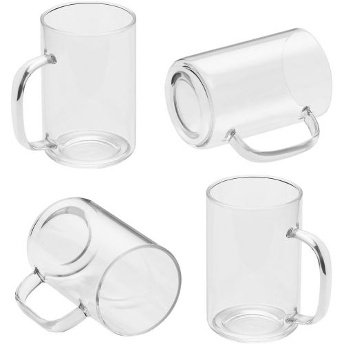  [아마존베스트]Enindel 3025.01 Simple Style Glass Coffee Mug, Large Cup, Clear, 16 OZ, Set of 4