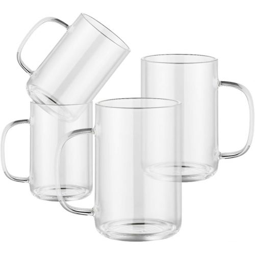  [아마존베스트]Enindel 3025.01 Simple Style Glass Coffee Mug, Large Cup, Clear, 16 OZ, Set of 4