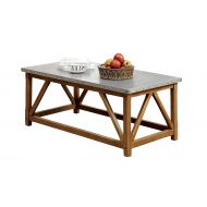 Enitial Lab Furniture of America Nalli Industrial Iron Top Coffee Table, Natural