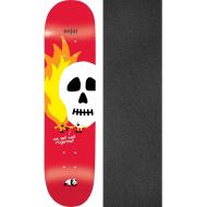 Enjoi Skateboards Skulls and Flames Red Skateboard Deck Hybrid - 8.25 x 31.9 with Black Magic Black Griptape - Bundle of 2 Items