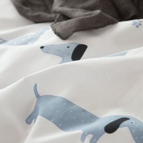  EnjoyBridal Bedding Set, Cotton Kids Duvet Cover Sets Full Toddler Dachshund Dog Print Comforter Cover Sham Set 3 Piece Queen Quilt Cover Set with Zipper Boys Girls, No Comforter