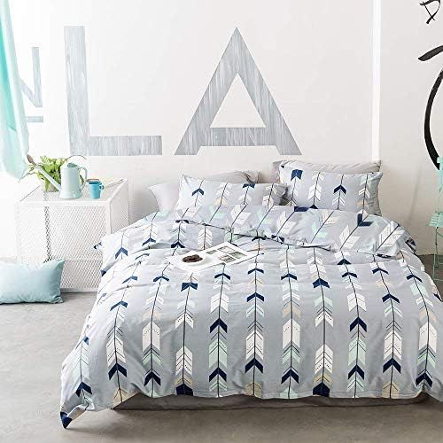  [아마존베스트]EnjoyBridal Kids Bedding Sets Cotton Duvet Cover Teens Geometric Comforter Cover Twin Boys Girls Arrows Triangle Quilt Cover Twin with Zipper Closure, No Comforter