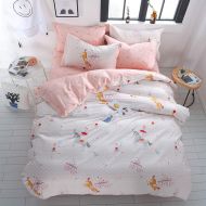 EnjoyBridal Horse Pattern Girls Bedding Duvet Cover Sets Queen, Cotton Pink Kids Bedding Sets Full for Teens Women, 3 Piece Reversible Comforter Cover Queen Sets White