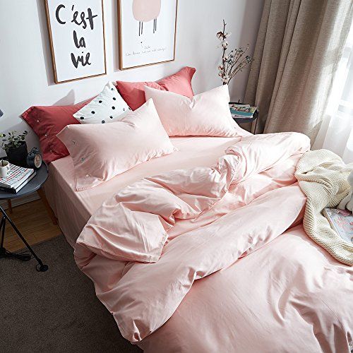  EnjoyBridal Girls Floral Duvet Cover Queen Pink Cotton Teens Bedding Set Queen Kids Yellow Flower Comforter Cover Queen for Women Lightweight Botanical Duvet Cover Full with 2 Pillow Shams, No