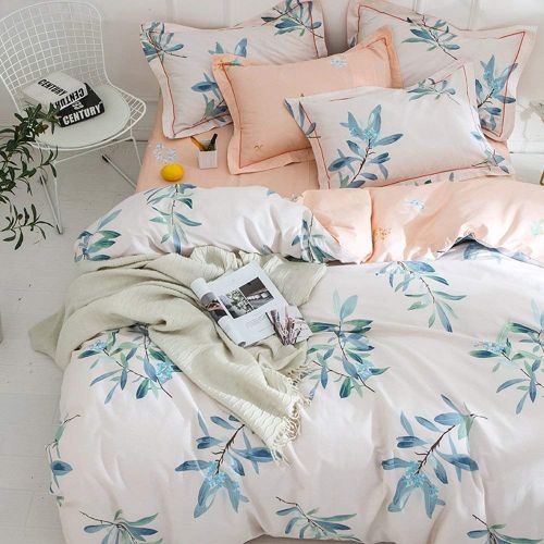  EnjoyBridal Girls Floral Duvet Cover Queen Pink Cotton Teens Bedding Set Queen Kids Yellow Flower Comforter Cover Queen for Women Lightweight Botanical Duvet Cover Full with 2 Pillow Shams, No