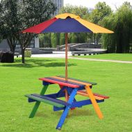EnjoyShop Picnic Table Garden Folding Kids Umbrella Yard Bench 4 Seat Children Outdoor